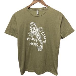 fisherman life fish graphic fishing outdoors short sleeve crewneck casual shirt